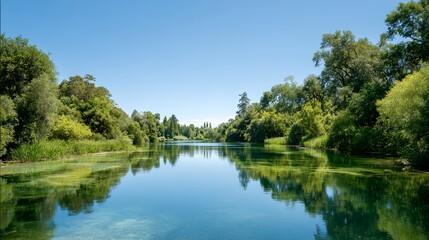 Obraz premium Body of water with trees in the background