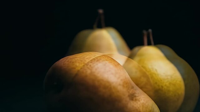 Closeup pears golden lighting