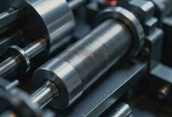 Naklejka premium Close-up of a thread rolling machine in fastener production process