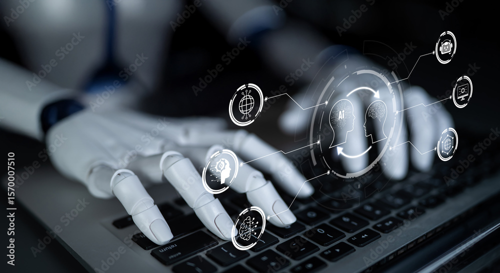Poster ai assistant brain processor with llm technology, big data, machine learning, generative ai for busi