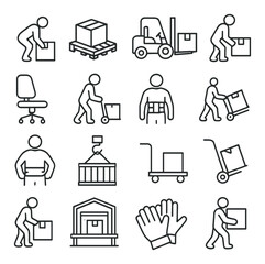 Safety and protection collection, workplace hazard symbols. industrial safety icons set