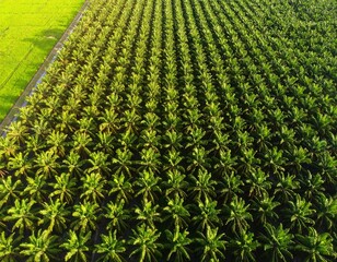 Aerial view of a palm oil plantation