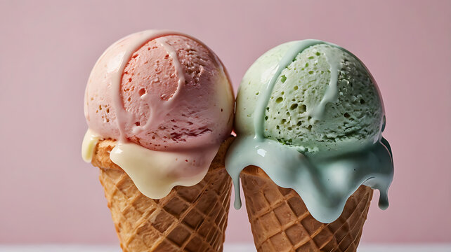 A delightful chocolate ice cream cone, a sweet and refreshing cold dessert perfect for summer