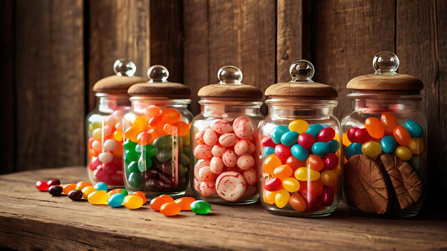 Sweet colorful candy in an isolated glass jar