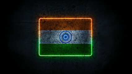 Indian flag with neon light
