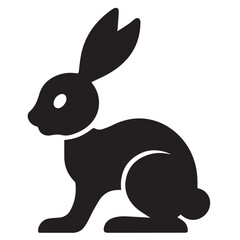 Obraz premium Minimal Silhouette Rabbit Logo Vector Illustration – Clean Flat Design Bunny Icon in Black and White – Simple, Editable Animal Graphic for Nature, Pet, Easter, and Wildlife Branding Projects