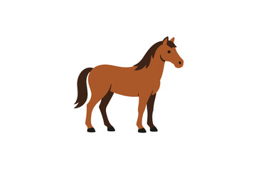 Brown Horse Vector Illustration on White Background