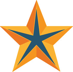 Obraz premium Golden Star Illustration: A radiant, eye-catching illustration of a golden star with a deep blue inner core. Perfectly suited for various design projects.