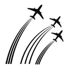 Three Airplanes in Flight A Vector Illustration of Air Travel
