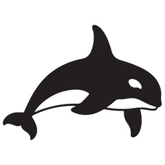 Obraz premium Minimal Silhouette Orca Logo Vector Illustration – Flat Design Black Killer Whale Icon Isolated on White Background – Simple, Clean, Editable Marine Animal Graphic for Ocean, Wildlife, and Nature Bran
