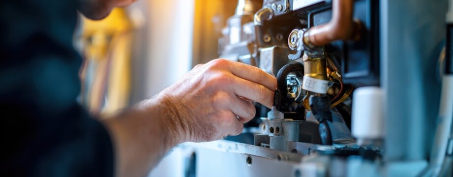 The technician working on advanced machinery in a modern industrial setting.