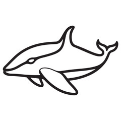 Obraz premium Minimal Silhouette Orca Logo Vector Illustration – Flat Design Black Killer Whale Icon Isolated on White Background – Simple, Clean, Editable Marine Animal Graphic for Ocean, Wildlife, and Nature Bran