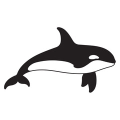 Obraz premium Minimal Silhouette Orca Logo Vector Illustration – Flat Design Black Killer Whale Icon Isolated on White Background – Simple, Clean, Editable Marine Animal Graphic for Ocean, Wildlife, and Nature Bran
