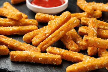 Potato rosti sticks with crispy coating