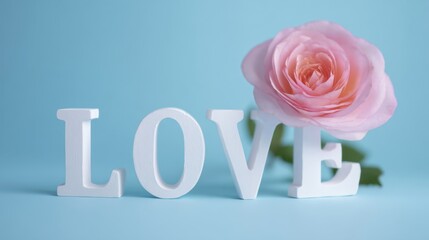 The eye-catching representation of love with a beautiful rose and decorative letters.