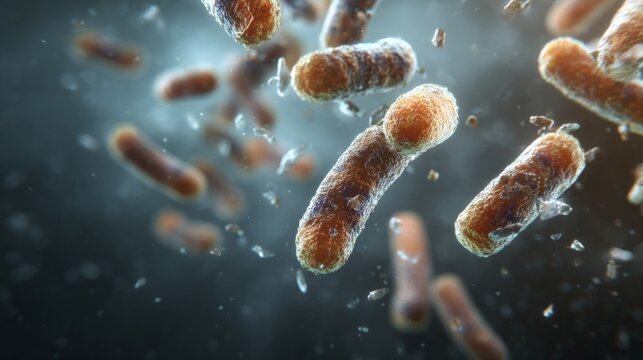 Microscopic view of lactobacilli and bifidobacteria in scientific study
