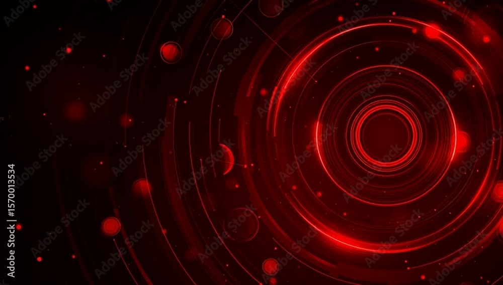 Poster glowing red digital technology background vector presentation design with circular shapes and a blac