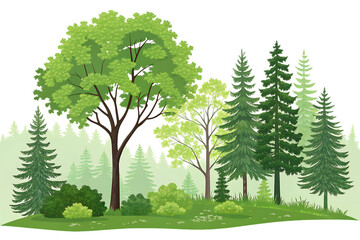 Obraz premium Green Trees on transparent background. are Forest and foliage in summer for both printing and web pages AI Generated by PNG