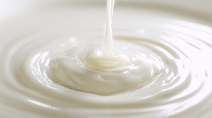 The smooth texture of milk creating ripples in a pristine surface.