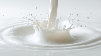 The Milk Splashing Elegantly into a Pool of Creamy White Liquid