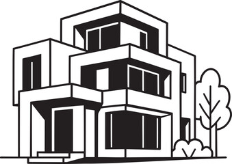 Modern, Geometric House Design Illustration