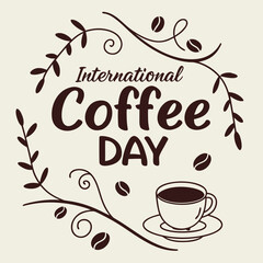 International Coffee Day Illustration with Coffee Cup and Beans 2