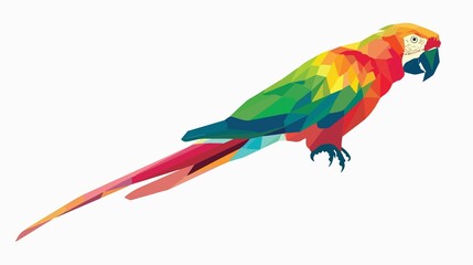 Obraz premium Vibrant macaw illustration displaying striking colors and a modern geometric design, isolated against a clean white backdrop.