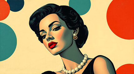 Classic oil painting of a young woman from the 1950s-60s.