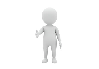 Isolated 3D Rendering of a Simple White Stick Figure