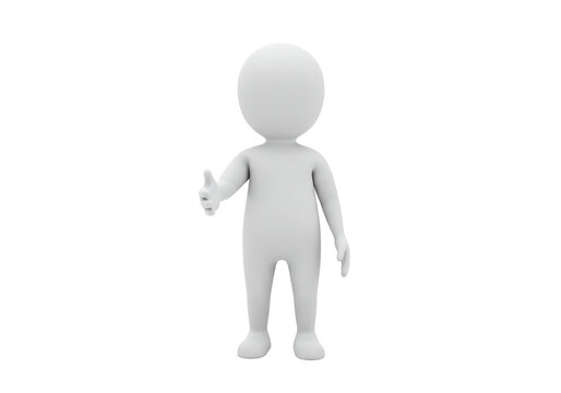 Isolated 3D Rendering of a Simple White Stick Figure