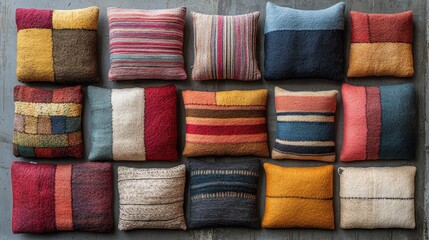 Bunch of pillows on a table