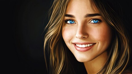 Obraz premium Portrait of a beautiful young woman with blue eyes and a charming smile