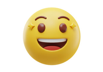 Isolated Dazzling Smiling Yellow Emoji with Star Eyes