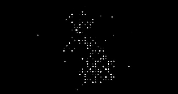 Stylized UK Country Formed by Falling Dots