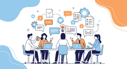 Collaborative teamwork brainstorming session for innovative business growth and project development