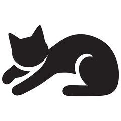 Obraz premium Minimal Silhouette Cat Logo Vector Illustration – Modern Black Cat Icon in Flat Style – Simple, Clean, Editable Graphic Design for Pet Branding, Animal Themes, and Creative Projects