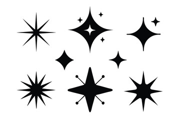  Decorative starburst and twinkle shapes in silhouette style