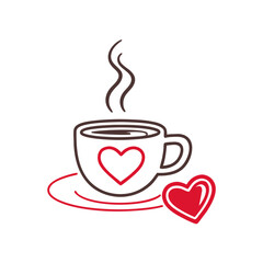 Steaming Coffee Cup with Hearts: Valentine's Day Graphic