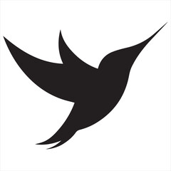 Minimal Silhouette Bird Logo Vector Illustration &ndash; Modern Flat Design Flying Bird Icon in Black and White &ndash; Clean, Simple, Editable Graphic for Branding, Nature, and Wildlife Concepts