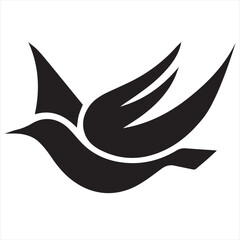 Naklejka premium Minimal Silhouette Bird Logo Vector Illustration – Modern Flat Design Flying Bird Icon in Black and White – Clean, Simple, Editable Graphic for Branding, Nature, and Wildlife Concepts