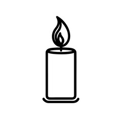 Lit Candle Line Art Icon, Burning Candle Illustration