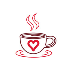Cozy Hot Coffee Cup with Heart Design Illustration