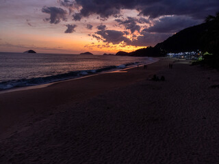red sunset on the beach