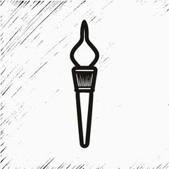 Black and White Line Art Torch Icon Graphic