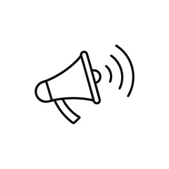 Simple Line Art Megaphone Icon: Announcement, Promotion, Marketing