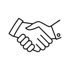 Obraz premium Simple Line Art Handshake Illustration, Business Deal Agreement Icon