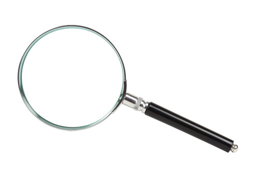 Isolated Classic Magnifying Glass with Black Handle