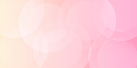 Minimalist banner background, pastel colorful, pink and yellow gradations. Circle effect style geometric, abstract background. Eps 10.