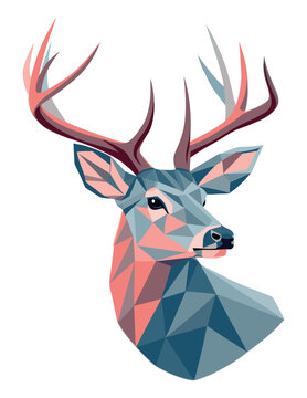 Geometric deer Head vibrant colors abstract Vector design.