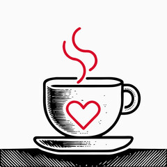 Coffee Cup with Heart Design: Cozy Morning Drink Illustration